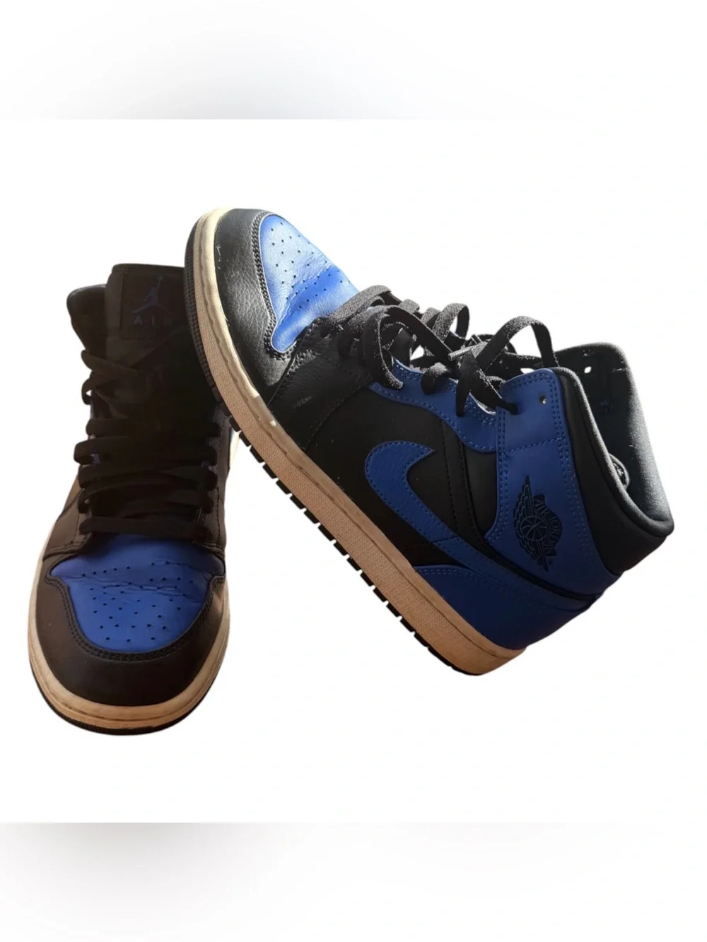 Jordan Air Jordan 1 Mid Black/Hyper Royal-White Mid Top Leather 554724-077
